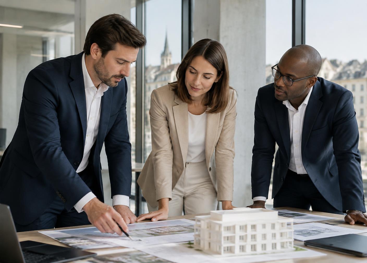 Professionnels de l’immobilier travaillant ensemble